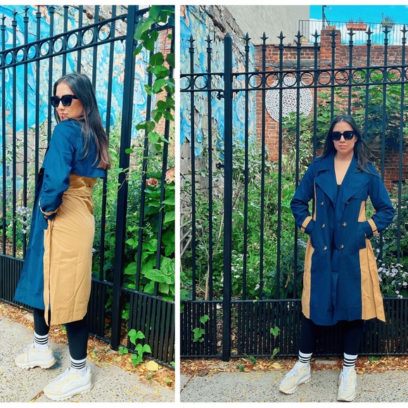 🔖 LA LIGNE x Target Women's Side Stripe Trench Coat Navy Tan - Picture 11 of 11